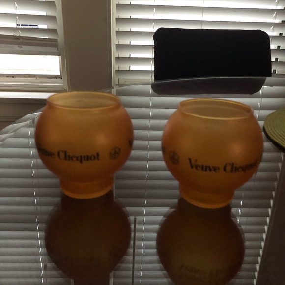 2- Vintage Yelloween Veuve Clicquotvotive/tea light candle holders